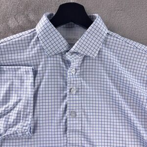 Collars & Co. Dress Collar Polo Shirt Mens Size Medium White Gingham Performance